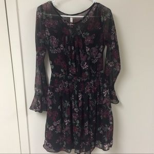 Xhilaration black floral dress, size medium